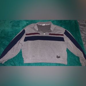 pink small grey sweater